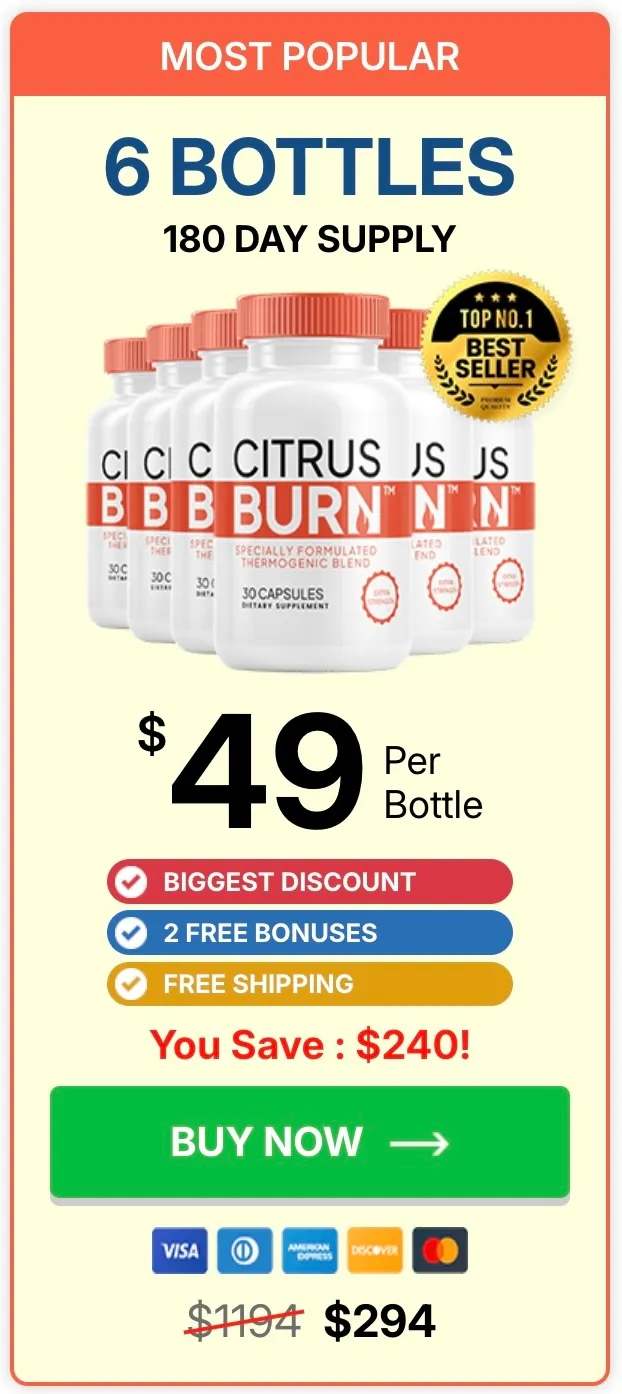 CitrusBurn 6 bottle bundle option (180 day supply)